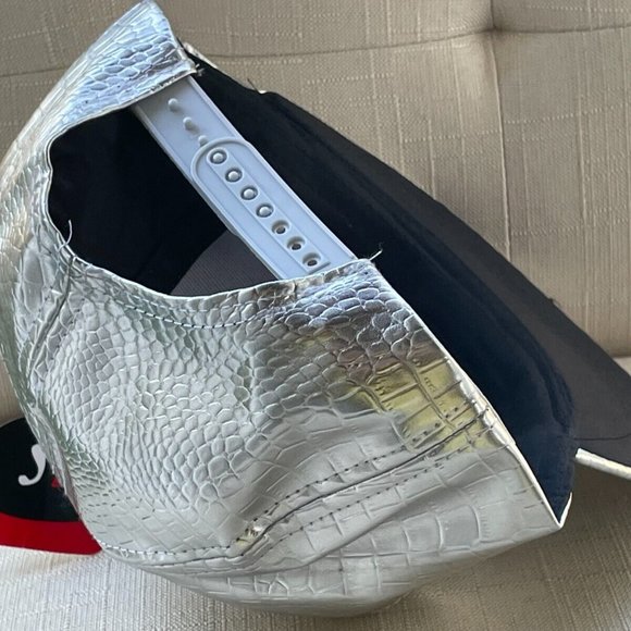 Men Hat Fashion Sport Cap Faux Leather Silver Tone Hat adjsutable - Picture 8 of 11